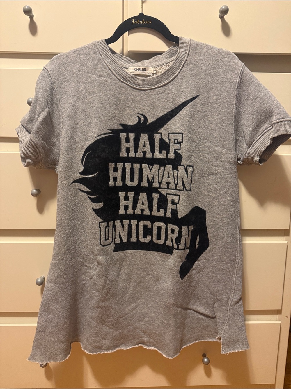 CHRLDR  'Half Human Half Unicorn' Graphic short sleeve sweater